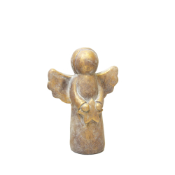 Anioł Figurka ceramiczna betonowa Rustykalny Złoty 20cm